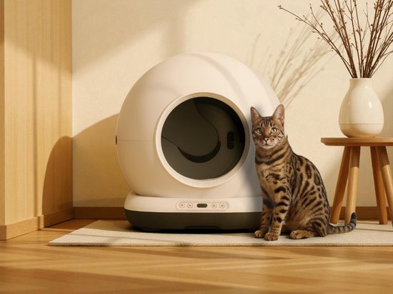 Automatisches Katzenklo – Selbstreinigendes Katzenklo – Inklusive App – Mit Katzenklo-Matte und 3 Rollen Auffangbeuteln – 82 l XXL – Zedar K1200