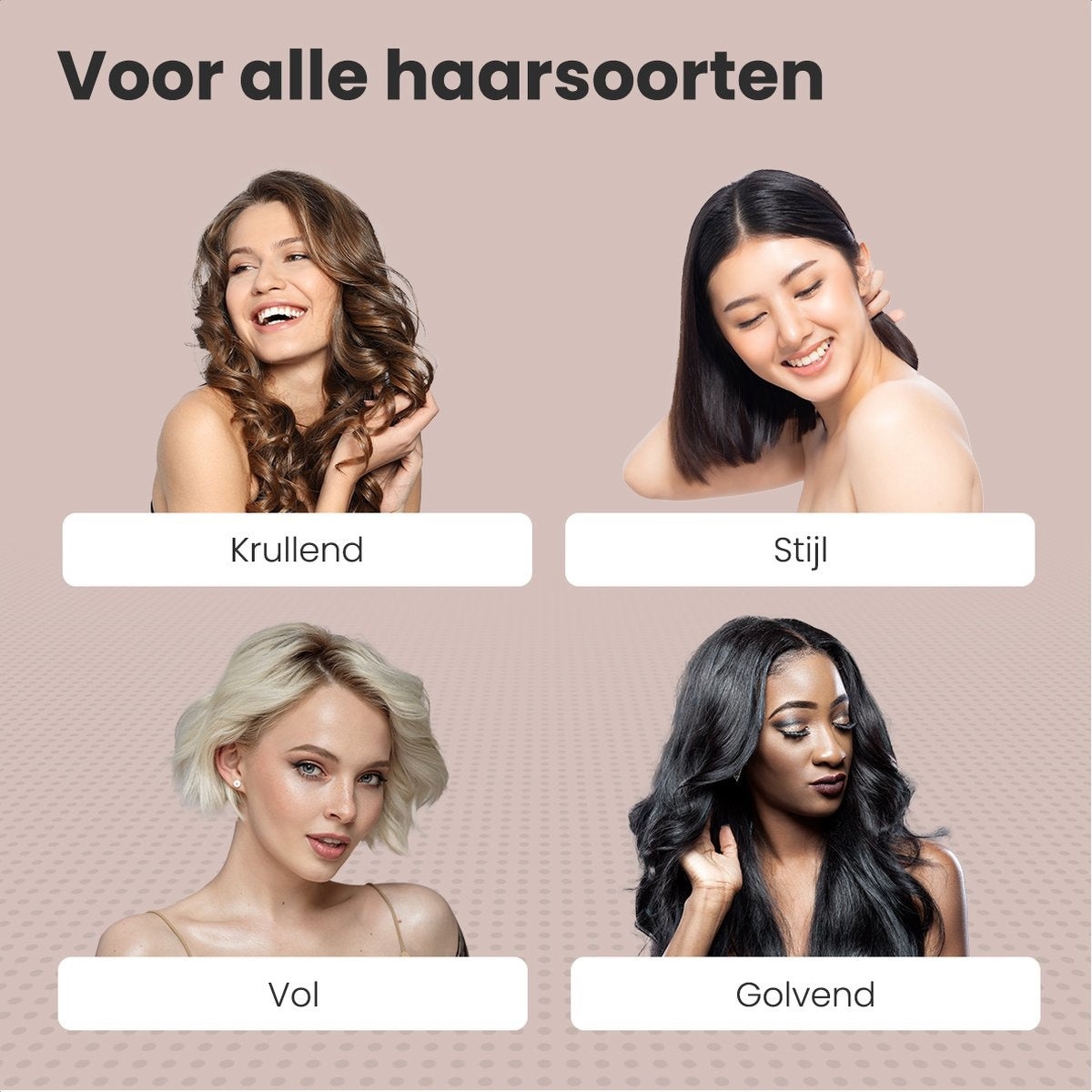 Auronic - 3-in-1 Haartrocknerbürste rund - Lang/Kurz/Style/Locken - Schwarz/Pink