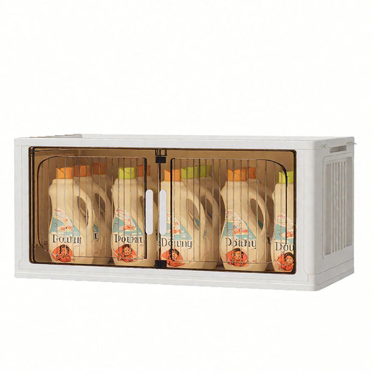 SNSP Aufbewahrungsboxen, 4er-Set – zusammenklappbar – 84 Liter pro Box – stapelbar – Kunststoff mit transparenter Tür