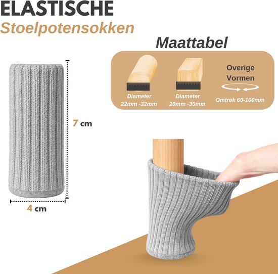 Vaive Stuhlfußschutz – Bodenschutz – Stuhlfußsocken – Stuhlfußkappen – Stuhlfußschutz – Stuhlsocken – Grau