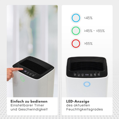 Auronic - Luftentfeuchter - Entfeuchtet 12 l pro Tag - Waschtrockenfunktion - Geeignet für Wohnzimmer, Schlafzimmer und Badezimmer - Weiß