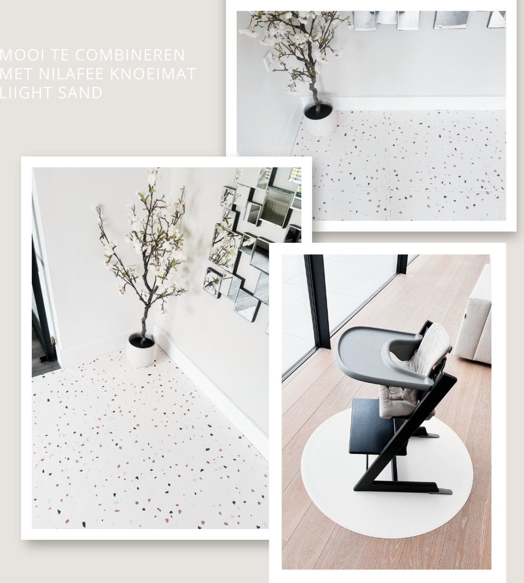 NilaFee Luxus-Spielmatte für Babys – Terrazzo-Puzzlematte – 180 x 120 x 1,5 cm – Classic Weiß