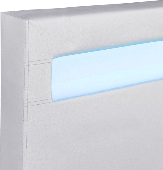 Polsterbett Paris - 140 x 200 cm - Weiß - LED-Beleuchtung