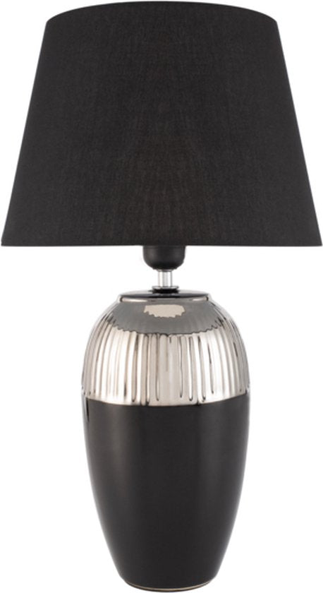 Pauleen Tischlampe Midnight Beauty - Keramik & Textil | Schwarz/Silber | E27 | Max 1x20W exklusiv
