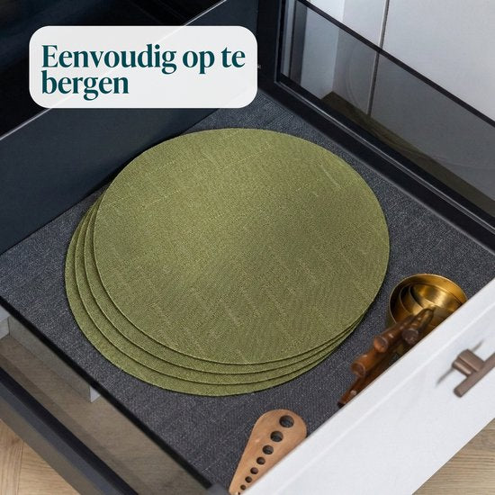 Castagnola Tischsets – Tischset aus Kunststoff – Untersetzer – Tischsets aus Kunststoff und PVC – 6 Stück – Durchmesser 37 cm – Grün