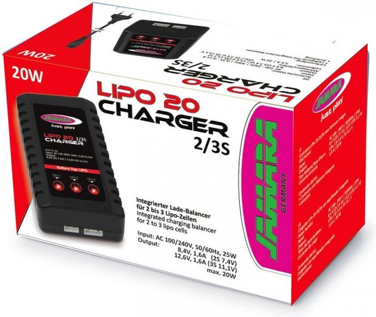 Jamara Lipo-Ladegerät 2s/3s 50/60 Hz 25 W Schwarz
