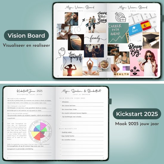 Systemyze Agenda 2025 Erwachsene - Planer - Journal - Organizer - Stickerblätter inklusive - A5 Format - Blaugrau