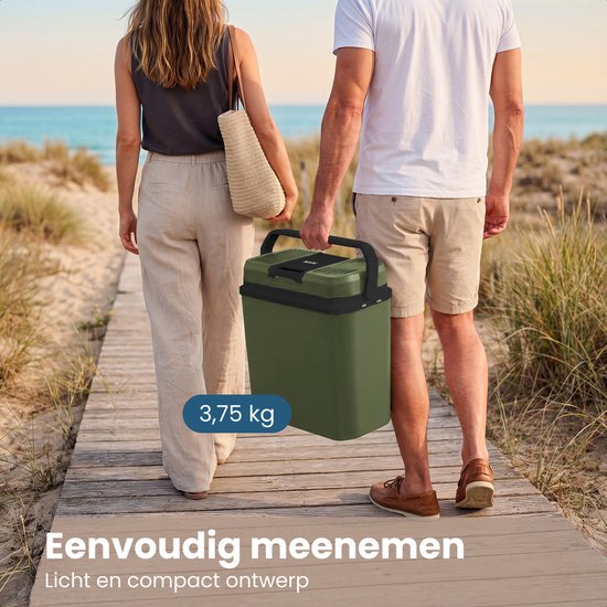 Auronic Coolbox Electric 12V und 230V - 20L - Camping-Kühlschrank - Auto - Kühlung und Heizung - Kühlbox - Grün
