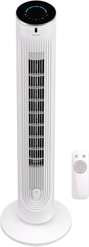 Auronic Tower Fan - Bodenventilator - Luftkühler - Standventilator - 105 CM - 5 Geschwindigkeiten - Mit Fernbedienung - Leiser Ventilator - Ventilator - 45 dB - Weiß