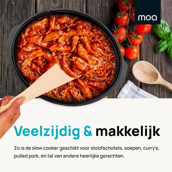 MOA Slowcooker - 6,5 Liter - Keramik-Innenbehälter - Silber - SC65