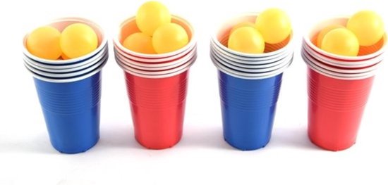 Beer Pong Trinkspielset mit 24 Bechern und 24 Bällen