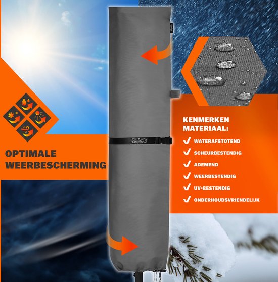 Kingsleeve Sonnenschirmhülle bis zu Ø350cm - Wetterfest Robust - Grau