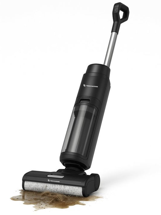 Techweise TC1 Schnurloser Nass- und Trockensauger - 30 Minuten Akkulaufzeit - 3 Reinigungsmodi - Selbstreinigungsfunktion - 220W - Schwarz
