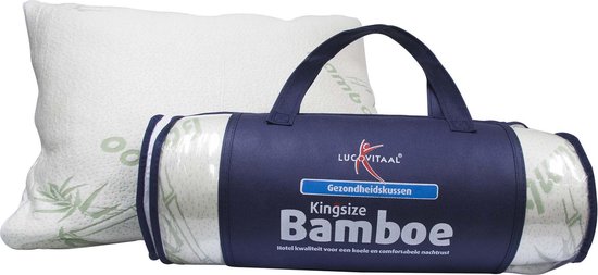 Lucovitaal Kingsize-Bambuskissen – atmungsaktiv – antibakteriell – hypoallergen – 66 cm x 50 cm x 18 cm