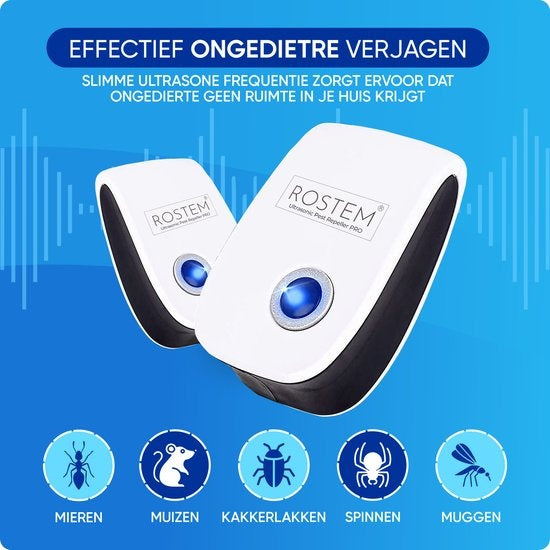 Rostem 4-Pack Ultraschall-Schädlingsvertreiber für Innenräume - Mäusebekämpfung - Insektenbekämpfung - Weiß