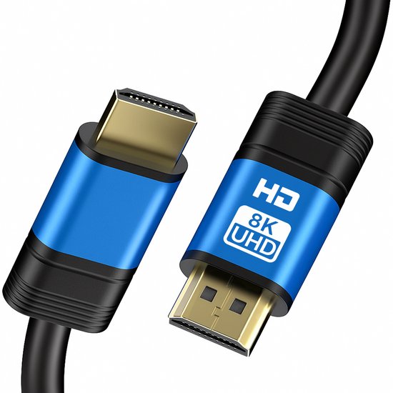 Qost – Premium-HDMI-Kabel 2.1 – HD High Speed 8K – Blau – 3 Meter – 8K 60 Hz – 4K 120 Hz – 48 Gbit/s