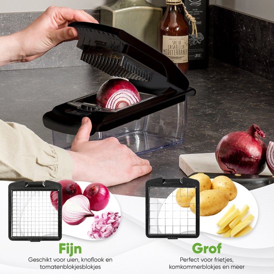 Stosh Mandoline - Gemüseschneider - Zwiebelschneider - Spiralschneider - 7 Teile - Schwarz - BPA frei