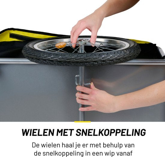 Dunlop Fahrradanhänger - Fahrradanhänger für Sachen - Fahrradanhänger Gepäck faltbar - Fahrradanhänger mit Reflektoren und verstellbarem Regenschutz - Gelb