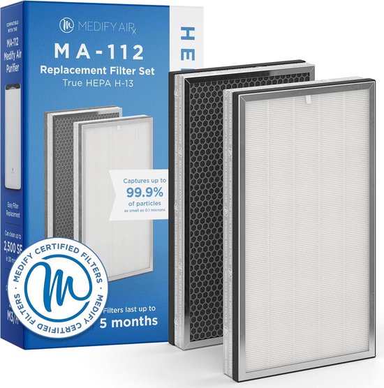 Medify Air MA-112 Ersatzfilter - HEPA-Filter H13 - 1 Satz Ersatz mit 2 Luftfiltern - Aktivkohle - Luftreinigung