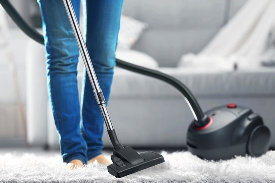 Bestron Staubsauger mit Beutel – ABG450ZRE – HEPA 12 – Reichweite 7,5 m – inkl. 3 Staubsaugerbeutel – Rot/Schwarz – 5 Jahre Garantie