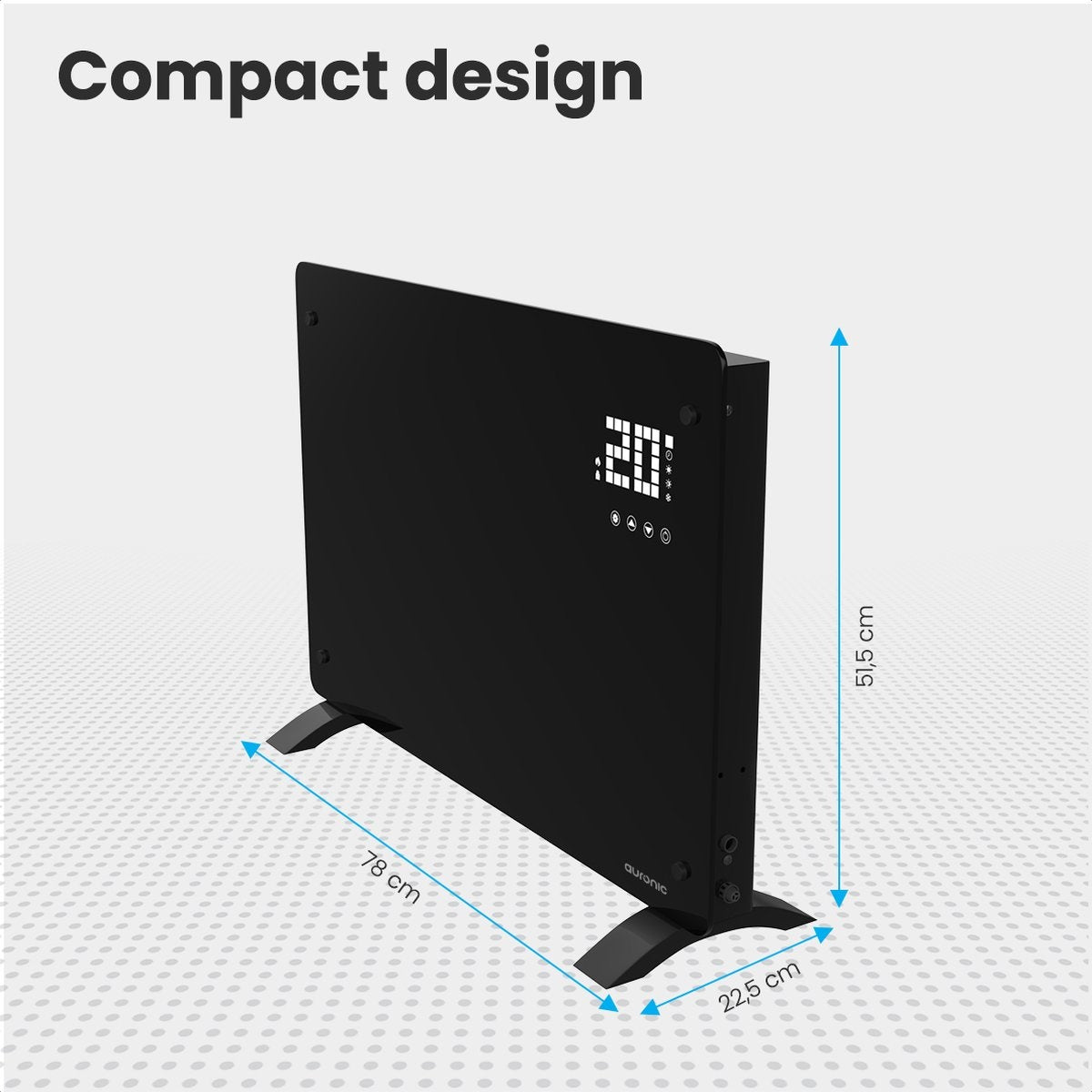 Auronic Elektroherd - Konvektorofen mit Thermostat und Fernbedienung - bis zu 22 m3 - 2000 W - Schwarz