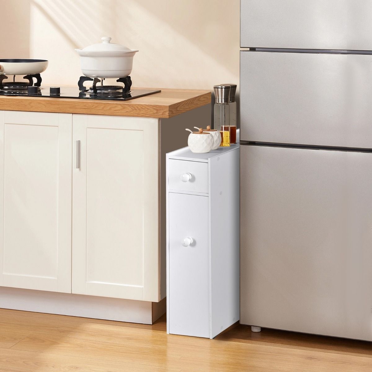 Coast Badezimmerschrank platzsparend - mit Schublade - 48 x 16 x 58 cm - Weiß