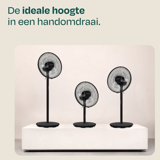 VONROC Standventilator – Ø 45,5 cm – 3 Geschwindigkeitsstufen – Timer – in 3 Höhen verstellbar – inkl. Fernbedienung – schwarz