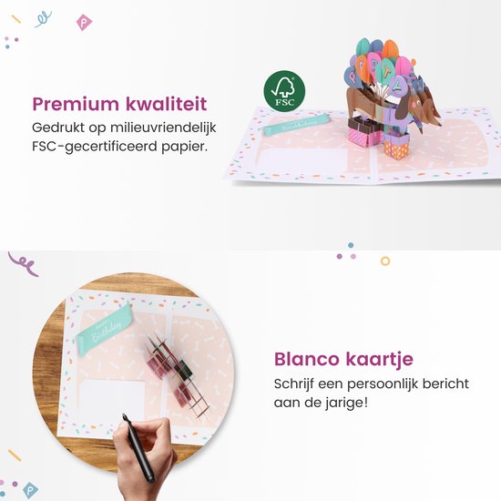 Partizzle 1 Stück Pop-up-3D-Dackel-Geburtstagskarte mit Umschlag – „Happy Birthday“-Karten – Pop-up-Karten – Erwachsene & Kinder – 15 x 21 cm