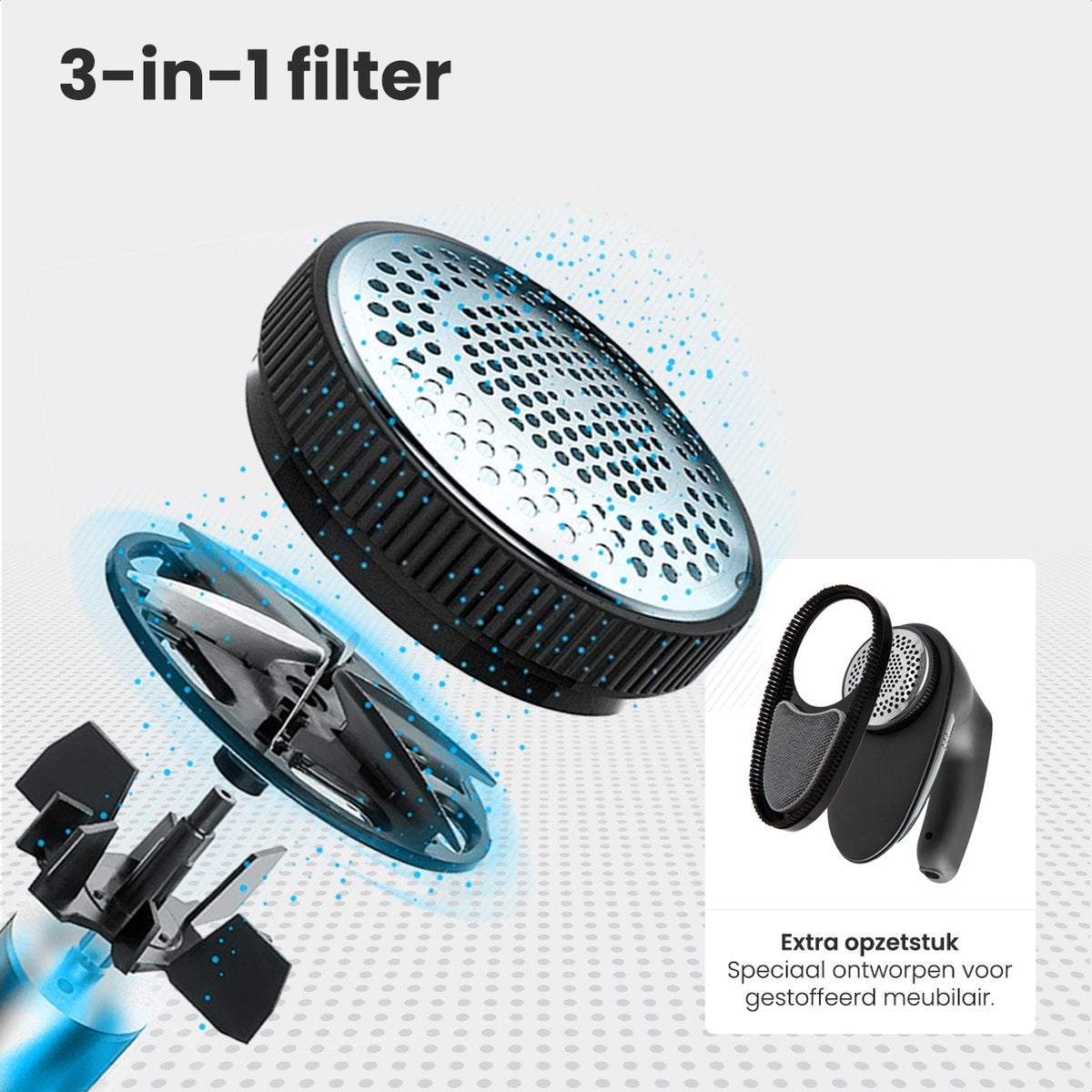 Auronic Elektrischer Fusselentferner - Kabellos - 2 Extra-Aufsätze - Schwarz