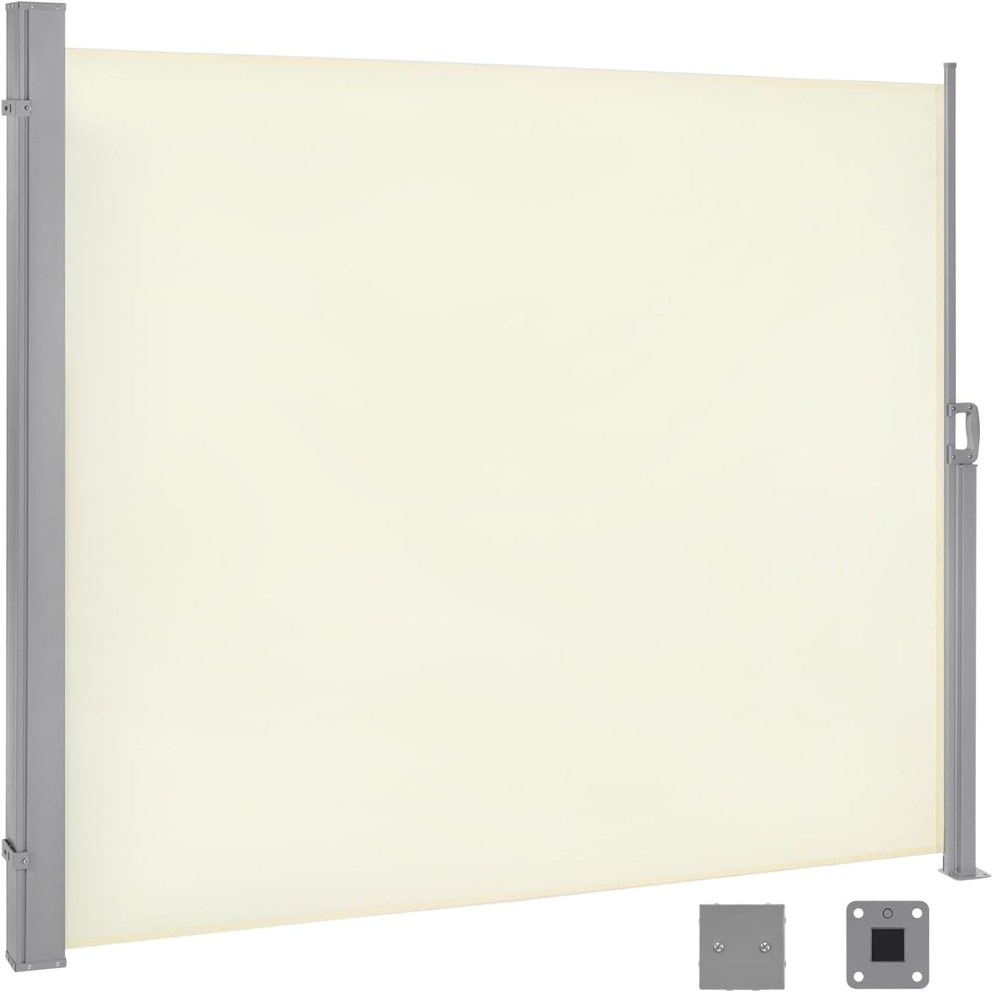 WOLTU Seitenmarkise, einziehbar, 180 x 350 cm – Sichtschutz – Sonnenschutz und winddicht – Cremefarben