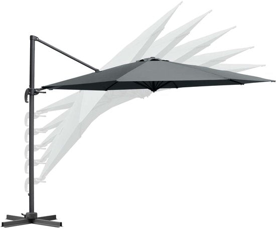 Feel Furniture – Luxus-Sonnenschirm – Roma 4 x 4 Meter, achteckig – Dunkelgrau