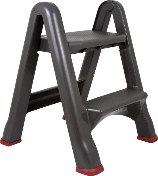 Curver Klappbare Trittleiter – 49,5 x 17,2 x 64 cm – Anthrazit/Rot