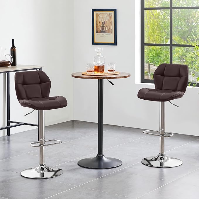 Yaheetech Barhocker – 2er-Set – Höhenverstellbar 62,5–84,5 cm – Um 360° drehbar – Braun