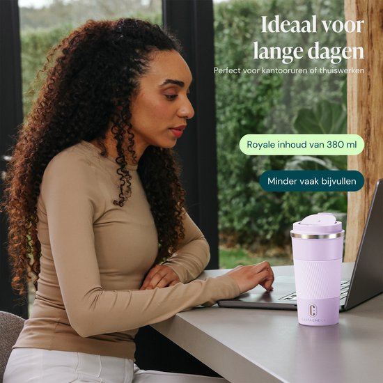 Castagnola Thermosbecher – Kaffeebecher zum Mitnehmen – Reisebecher für Kaffee und Tee – Teebecher – 510 ml – Edelstahl – Hellviolett