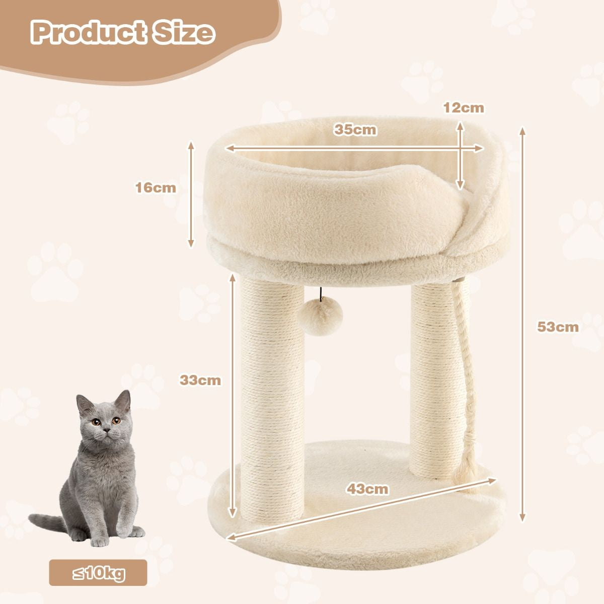 Coast Cat Tree Katzenkratzbaum Kratzbaum mit weichem Stuhl sistal Turm für Katzen beige