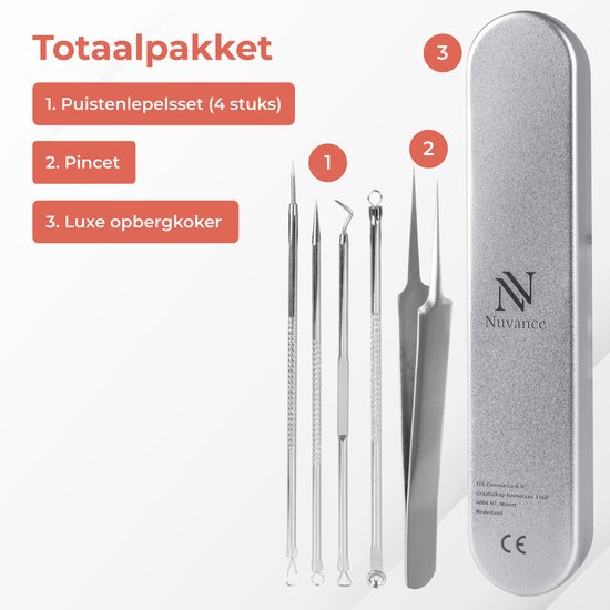 Nuvance - Mee Eaters Removal - Mitesserentferner - 5er Set - Mee Eater Remover - Komedonenschöpfer - Silber