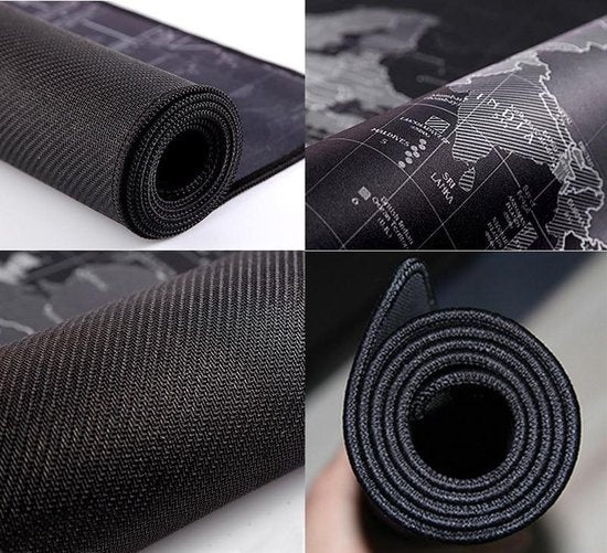 Professionelle Weltkarte Schreibtischunterlage | Großes XXL-Mauspad | Gaming-Matte | Desktop-Matte | Anti-Rutsch | Schwarz - 70x30