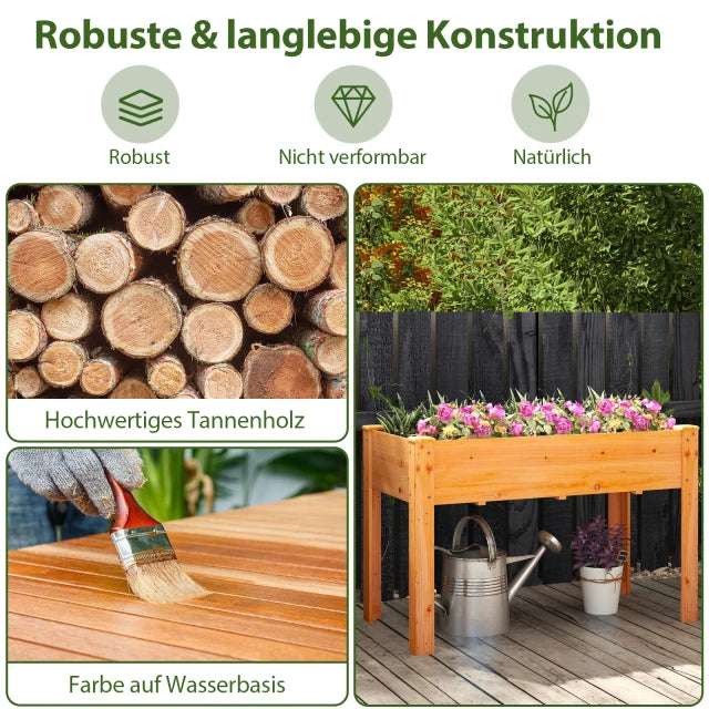 Coast Hochbeetkasten Rotbraun - Küchengartenschale aus Holz mit Entwässerungslöchern - 120 x 60 x 82 cm