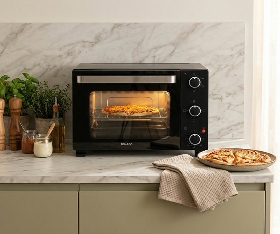 Tomado TEO2101B – Freistehender Backofen – Elektrobackofen – 21 Liter – Timer bis zu 60 Minuten – Schwarz