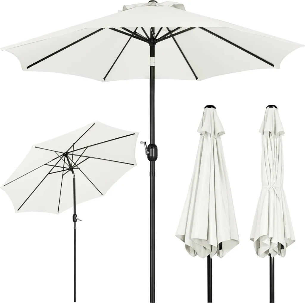 Yaheetech Sonnenschirm Ø 270 cm – Creme – Neigbarer Gartenschirm mit Pendelmechanismus und 8 Streben