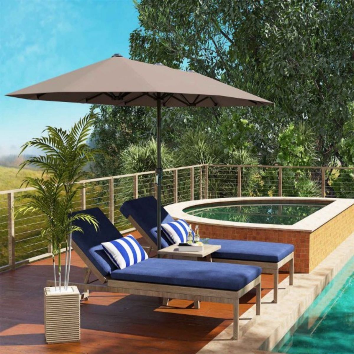 Coast Doppel-Sonnenschirm – rechteckig – wasserabweisendes Polyester – 400 x 215 cm – braun