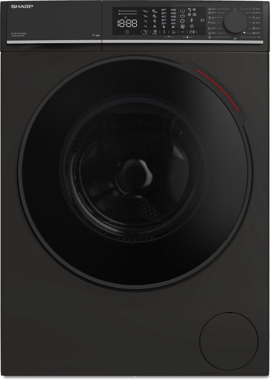 Sharp Waschmaschine ESNFL014CBNA2CB – 10 kg – Energieeffizienzklasse A – Mattschwarz
