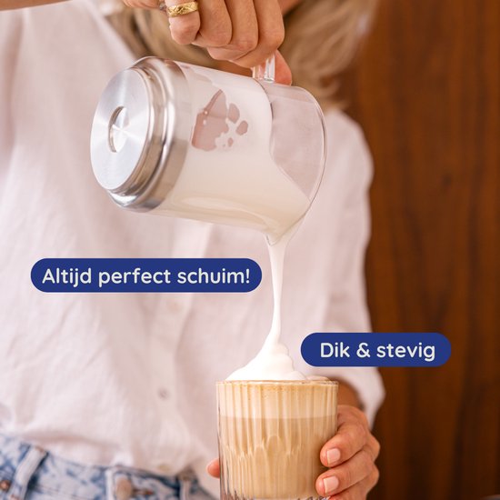 Safecourt Kitchen Glas-Milchaufschäumer - Elektrischer Milchaufschäumer - Glaskanne & PFAS-frei - Spülmaschinenfest - Schwarz - MF700