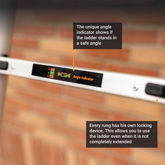 Batavia Teleskopleiter 2.63m - SoftClose & AntiSlip - Ausgezogene Länge 263cm - Anti-Rutsch - Patentierte Soft-Close - Max. Belastung 150kg - Arbeitshöhe 363cm - Giraffe Air