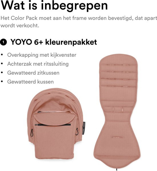 Stokke YOYO 6+ Farbpaket, Ginger – Textilien: Sitzkissen, ausziehbares Verdeck und Rückentasche mit Reißverschluss – Für den YOYO-Rahmen (separat erhältlich)