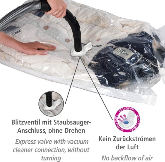 WENKO Vakuum-Kleidersack mit Haken | Größe L 105 x 70 cm