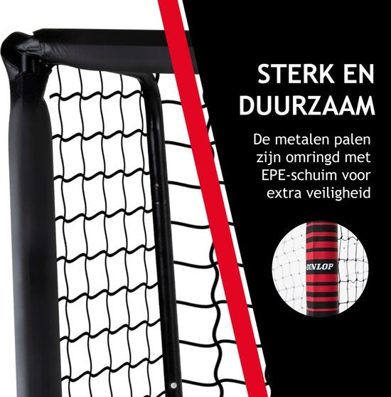 Dunlop Fußballtor - 300 x 200 x 120 cm  - Outdoor -  für Kinder und Erwachsene - schnelle Montage - Metall - Schwarz/Rot