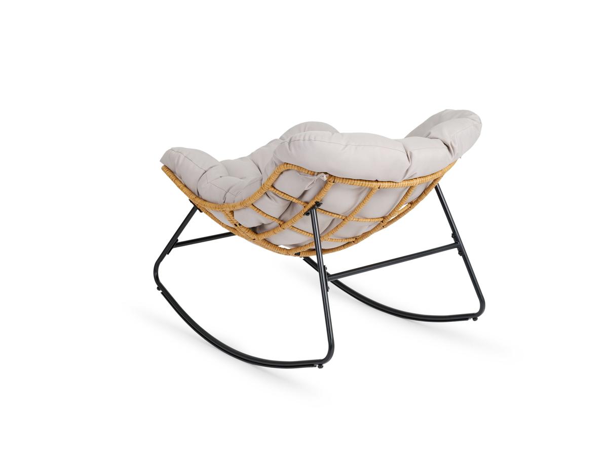 Lifa Garden Rattan-Schaukelstuhl mit Kissen – Naturfarben – 110 x 70 x 90 cm