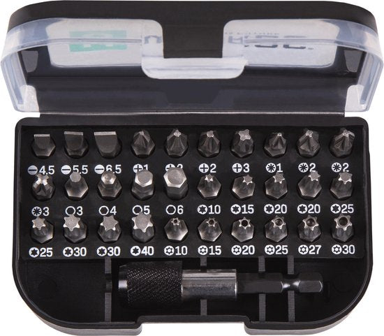 VONROC Universal-Bit-Satz - 31-teilig - Inkl. Bithalter, Aufbewahrungsbox & Gürtelclip