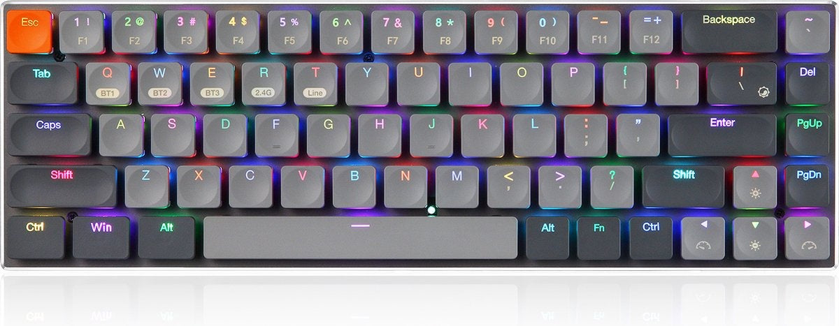 XINMENG RF-68MINI Kabellose mechanische Tastatur - 68Tasten - Bluetooth/2.4G/Line 3modes - Low Blue Switch - RGB LIGHT - Windows/Mac - QWERTY - Leicht und tragbar